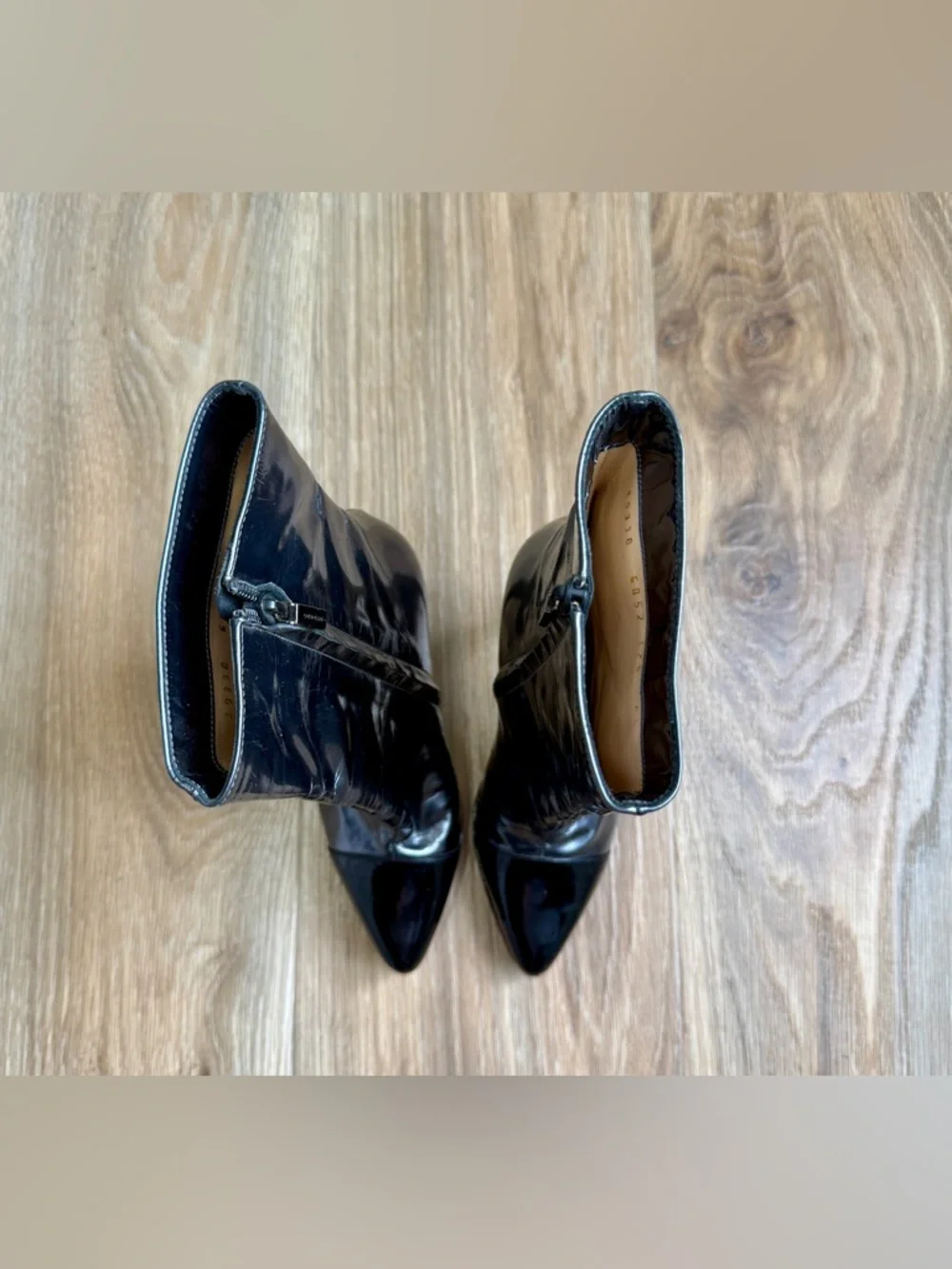 Casadei Black Patent Leather Platform Ankle Boots Size 6.5 Italy - Picture 3 of 9